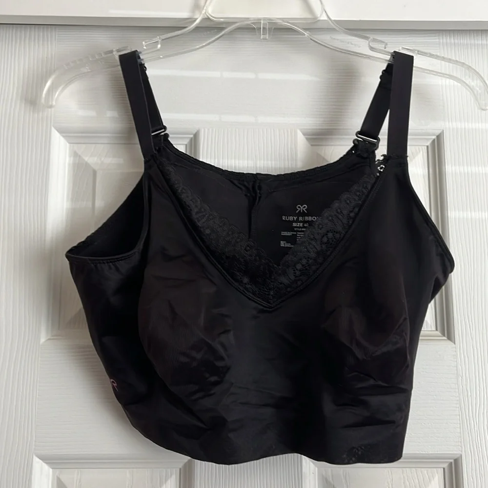 Ruby Ribbon Black Lace Detail Bralette - Picture 2 of 2